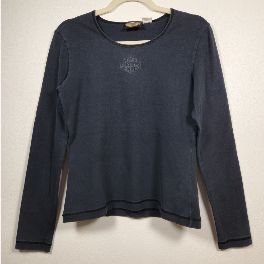 Vintage Harley Davidson Black Long Sleeve Shirt Boho Biker HD